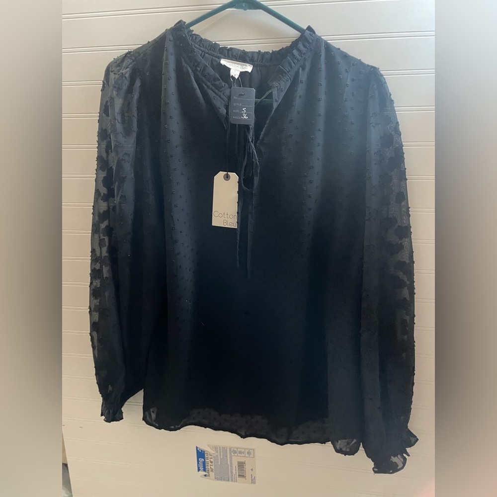 Cotton Bleu Women’s Small Elegant Black Blouse